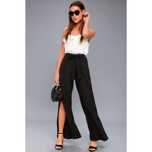 Lulus Going Places Black Wide-leg Pants - Size M